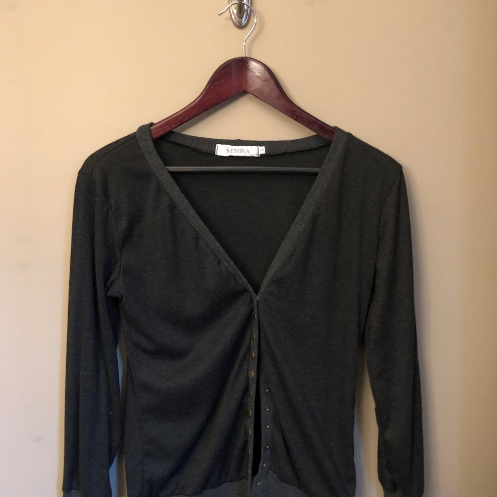 Cuffed Brown Cardigan w/ Snap Buttons